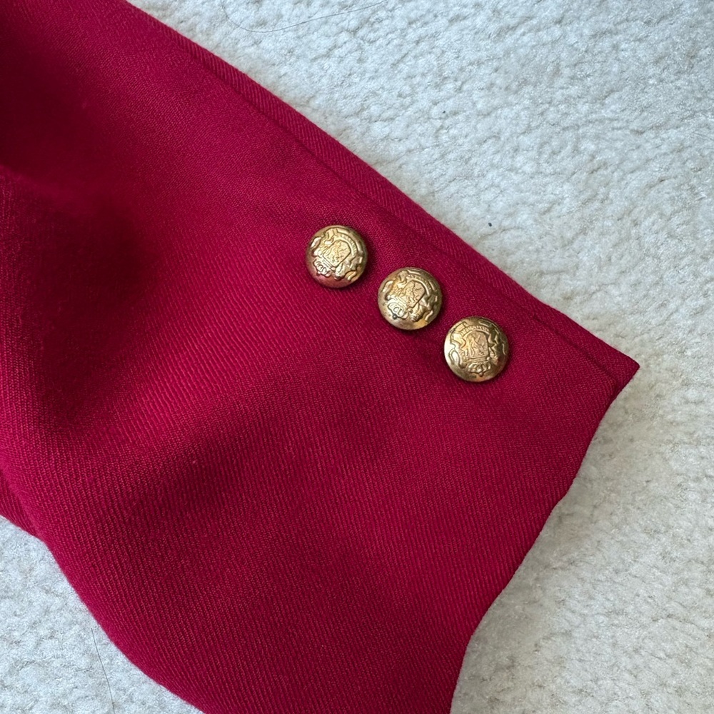 Vintage Talbots red double breasted 100% worsted wool blazer gold buttons, sz 6P - Picture 8 of 8